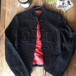 Lucky Brand Black Chinese Embroidered Jacket